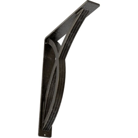 Ekena Millwork Miller Wrought Iron Bracket, (Triple center brace), Antiqued Warm Silver 2"W x 12"D x 15"H BKTM02X12X15TMIAWS